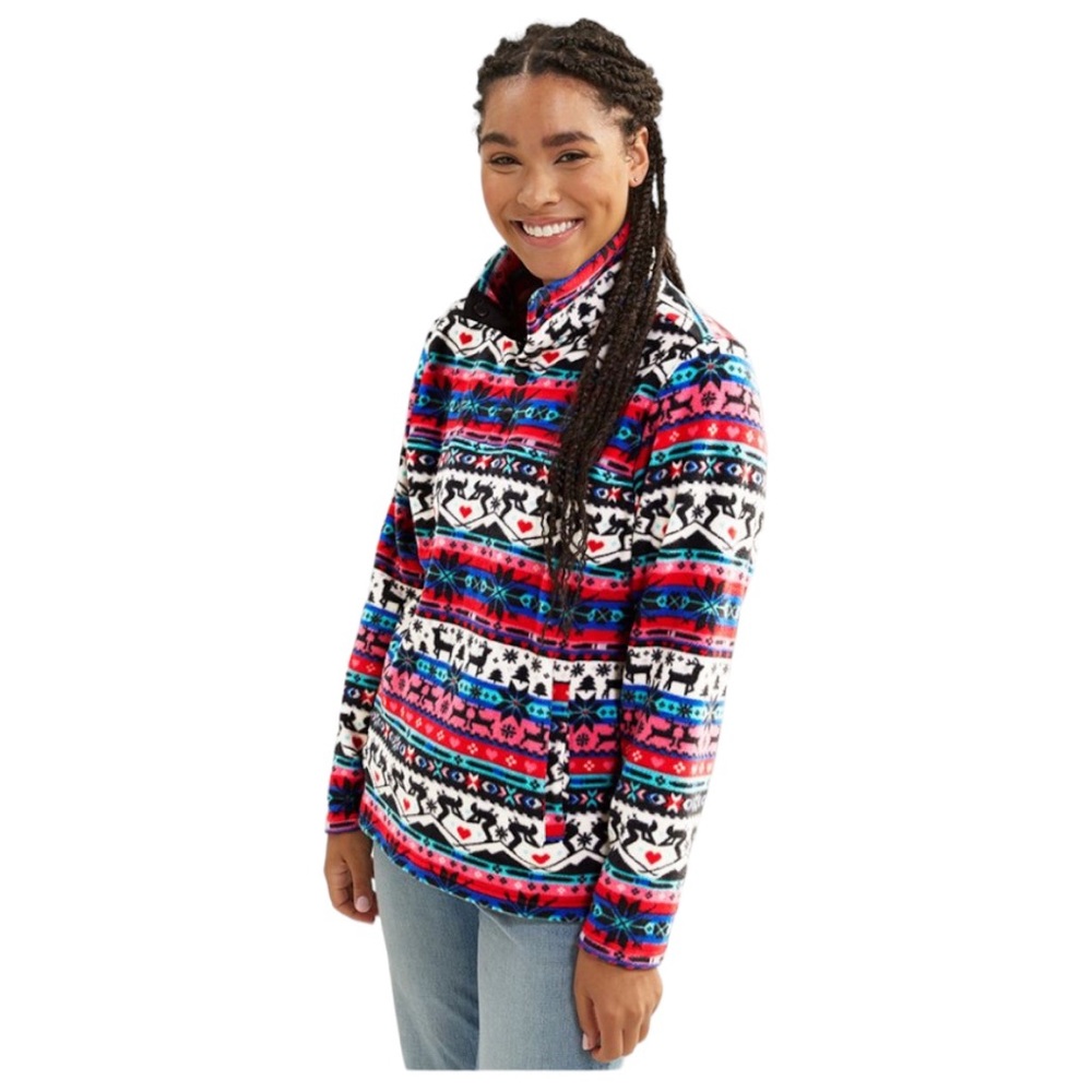 NWT Vera Bradley Sporty Fleece Pullover Nordic Stripe Multi Size Sma…